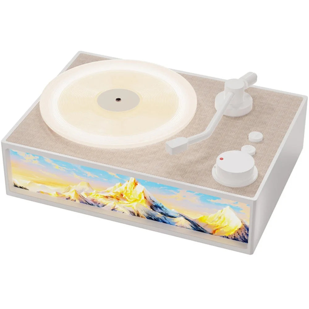 Retro Bluetooth-compatible Speaker Classic Record Player Style Home Decor Birthday Gift - Khaki - 1