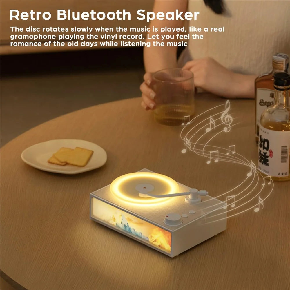 Retro Bluetooth-compatible Speaker Classic Record Player Style Home Decor Birthday Gift - Khaki - 2