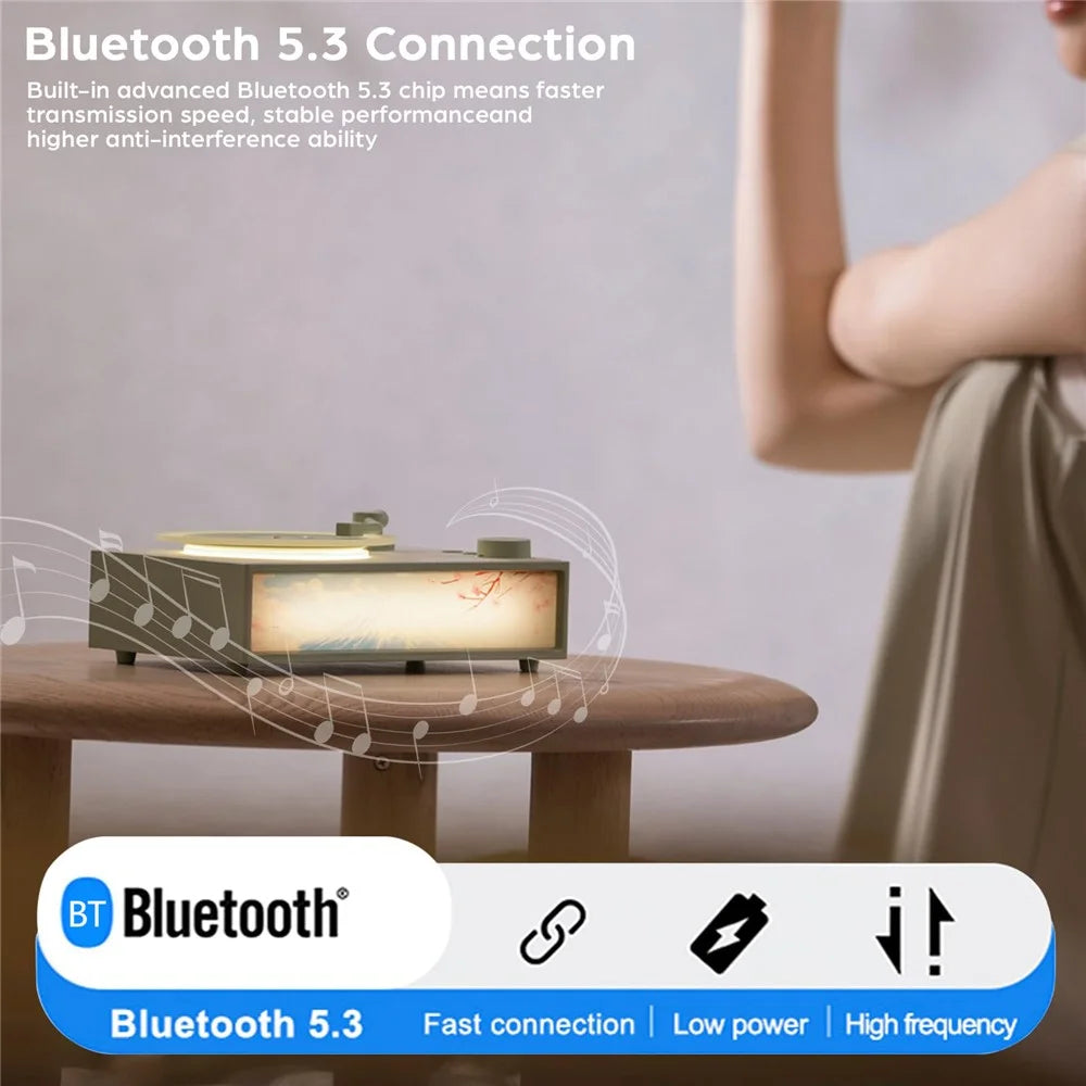 Retro Bluetooth-compatible Speaker Classic Record Player Style Home Decor Birthday Gift - Khaki - 3