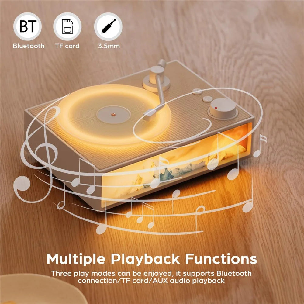 Retro Bluetooth-compatible Speaker Classic Record Player Style Home Decor Birthday Gift - Khaki - 4