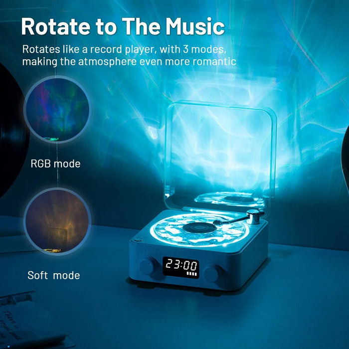 Vinyl Record Player Wireless Bluetooth-compatible Speaker Sleep Aid with Clock and Projection Light - Green - 5