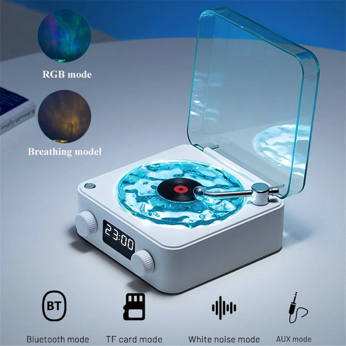 Vinyl Record Player Wireless Bluetooth-compatible Speaker Sleep Aid with Clock and Projection Light - Green - 6