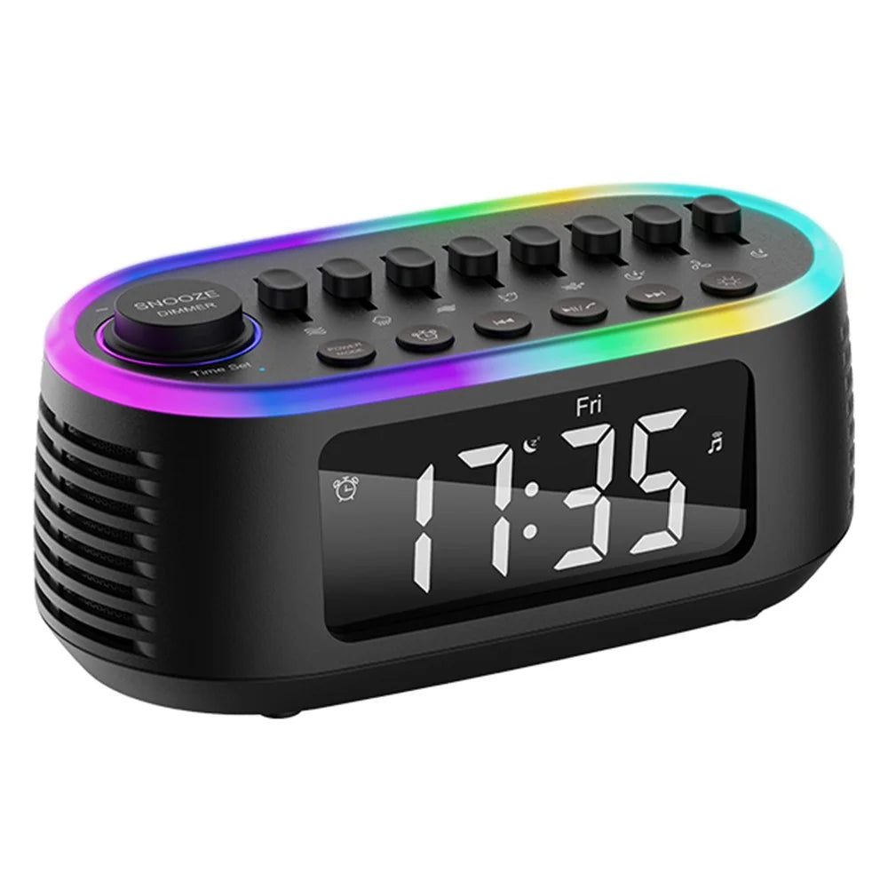 CYBORIS T13 Natural Sounds White Noise Alarm Clock Bluetooth-compatible Speaker with Ambient Light - Black - 1
