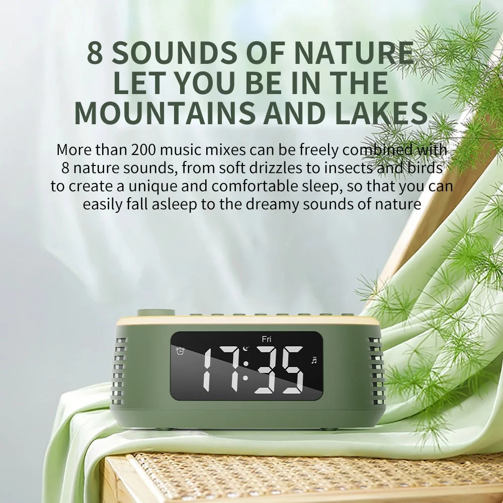 CYBORIS T13 Natural Sounds White Noise Alarm Clock Bluetooth-compatible Speaker with Ambient Light - Black - 4