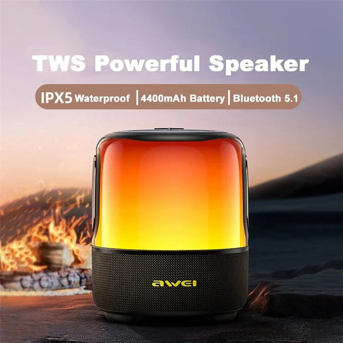 AWEI Y680 Bluetooth-compatible Speaker IPX5 Waterproof Outdoor TWS Subwoofer with 7-Color Light - 2