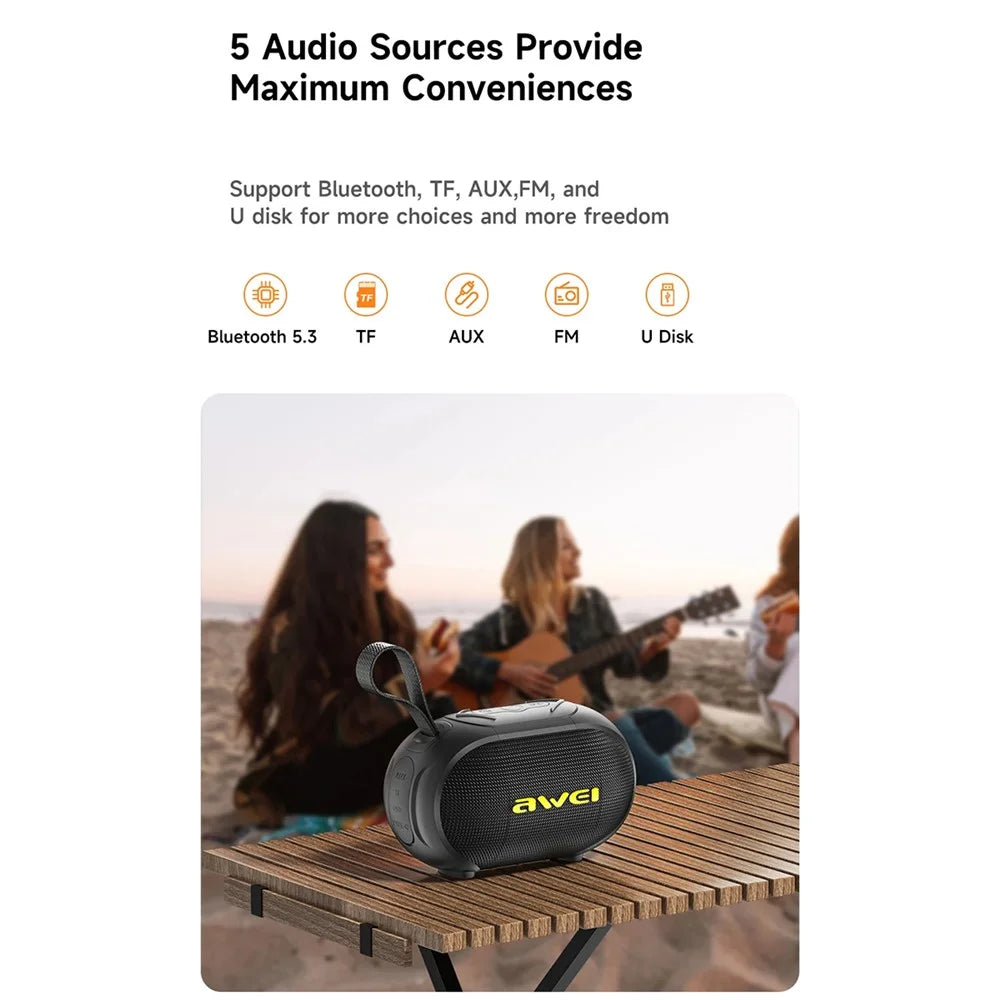 AWEI KA1 Bluetooth-compatible Speaker with RGB Light Surround Sound Waterproof Subwoofer - 5