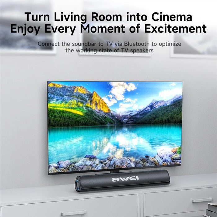 AWEI Y333 Bluetooth-compatible TWS Pairing TV Soundbar Wireless Speaker Stereo Bass Sound Subwoofer - 5