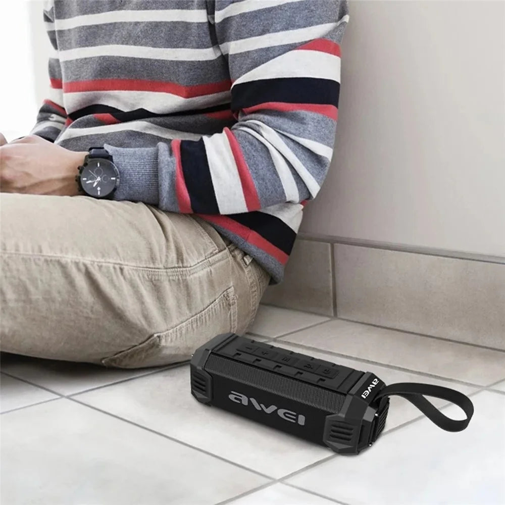AWEI Y280 16W High Power Bluetooth-compatible Speaker IPX4 Waterproof Outdoor Portable Subwoofer - Black - 7