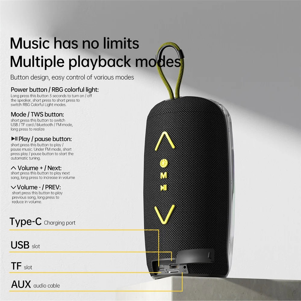 AWEI KA32 Waterproof Bluetooth-compatible Speaker TWS Pairing Music Player Subwoofer with Colorful Light - 4
