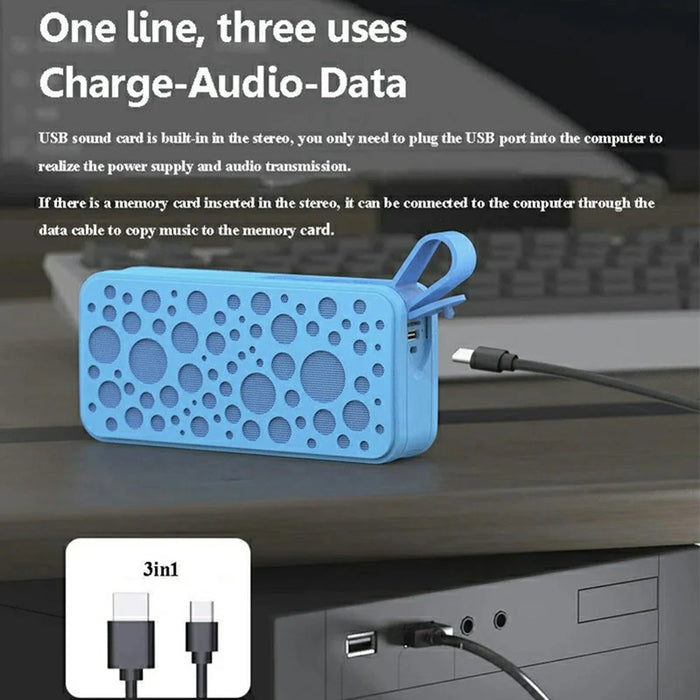 IPX4 Waterproof Portable Bluetooth-compatible Speaker High Power Sound Bar Wireless TWS Stereo Music Player - Blue - 2