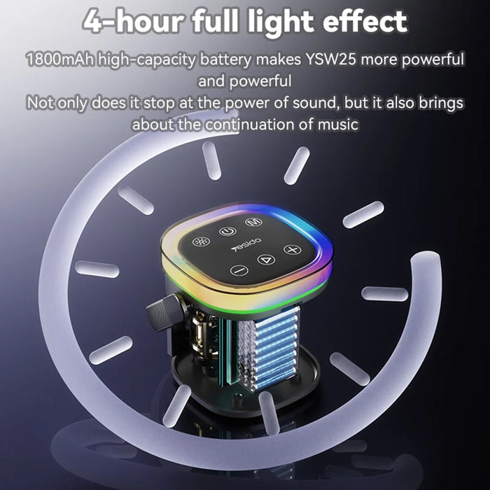 YESIDO YSW25 IP67 Waterproof Bluetooth-compatible Speaker 1800mAh Portable Wireless Speaker with RGB Light - 6