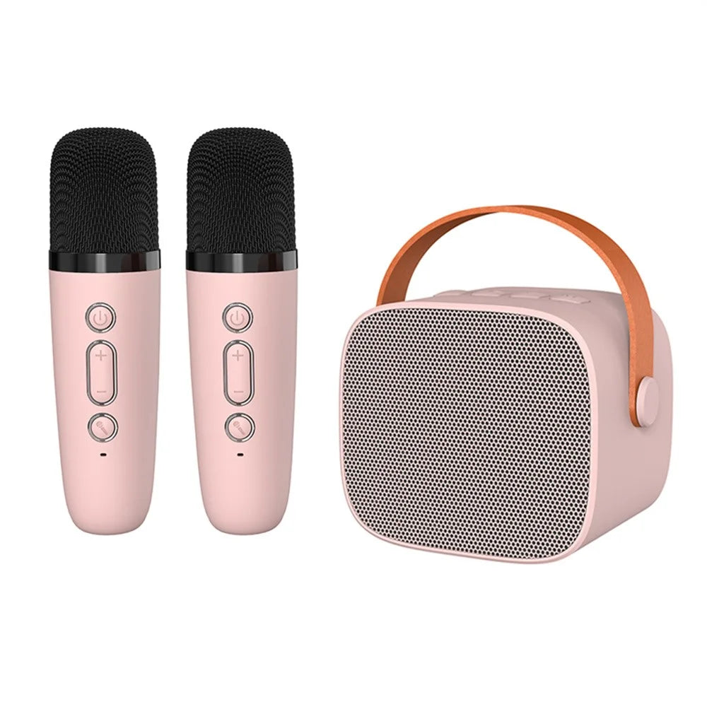 P2 Home Kids Karaoke Bluetooth-compatible Speaker Portable Loudspeaker with 2 Microphones - Pink - 1