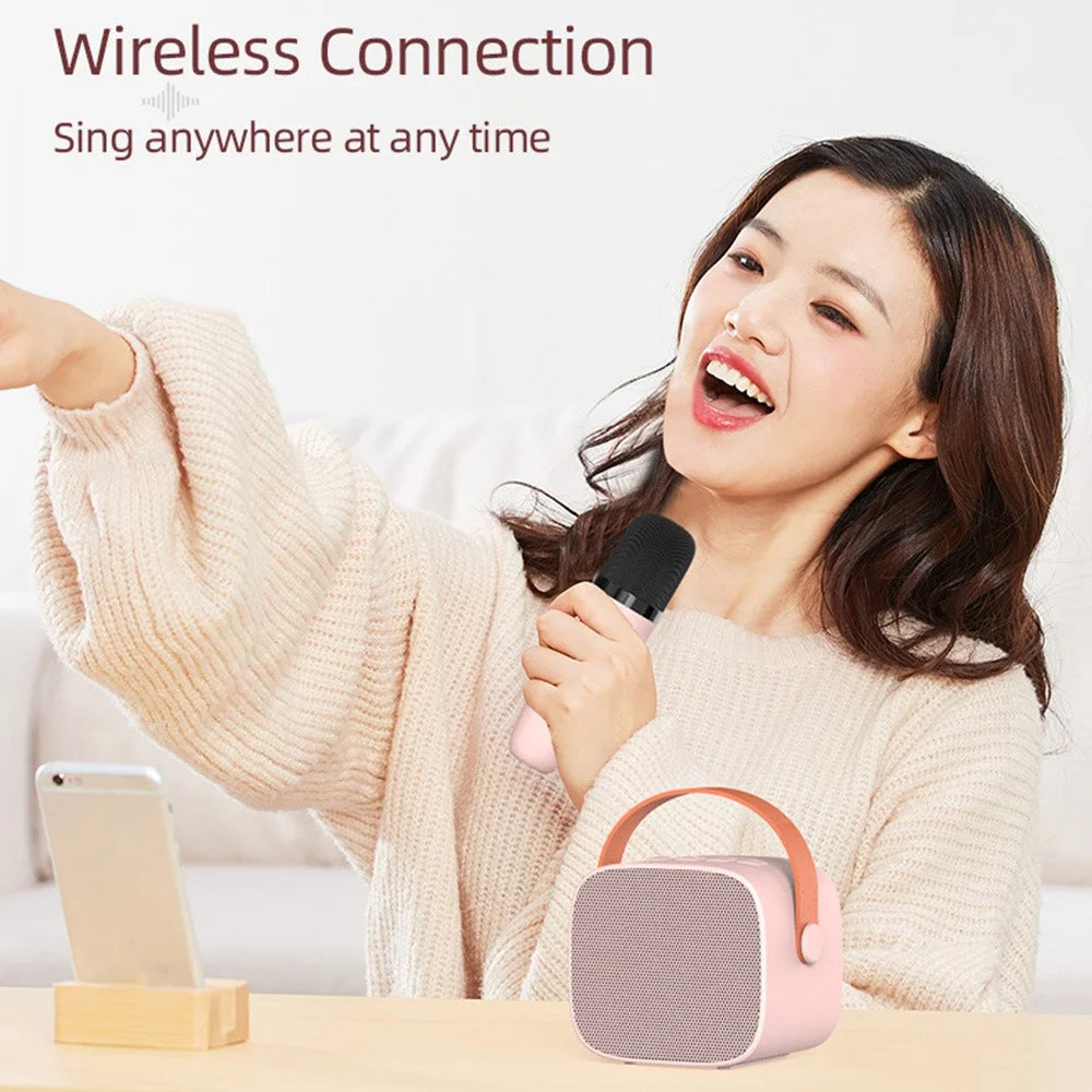 P2 Home Kids Karaoke Bluetooth-compatible Speaker Portable Loudspeaker with 1 Microphone - Pink - 2