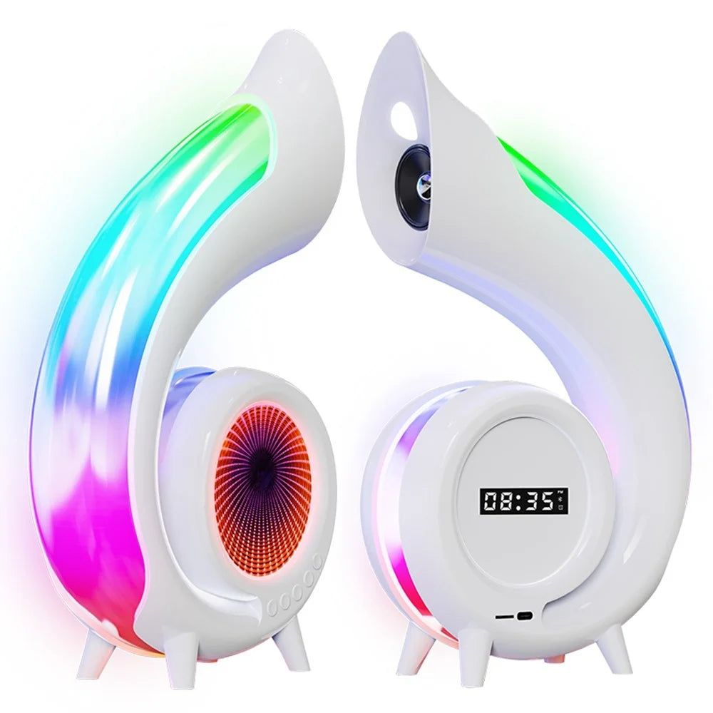 G69 Retro Conch Bluetooth-compatible Speaker Abyss Lamp Multi-Function Alarm Clock Makeup Mirror with RGB Light - 1