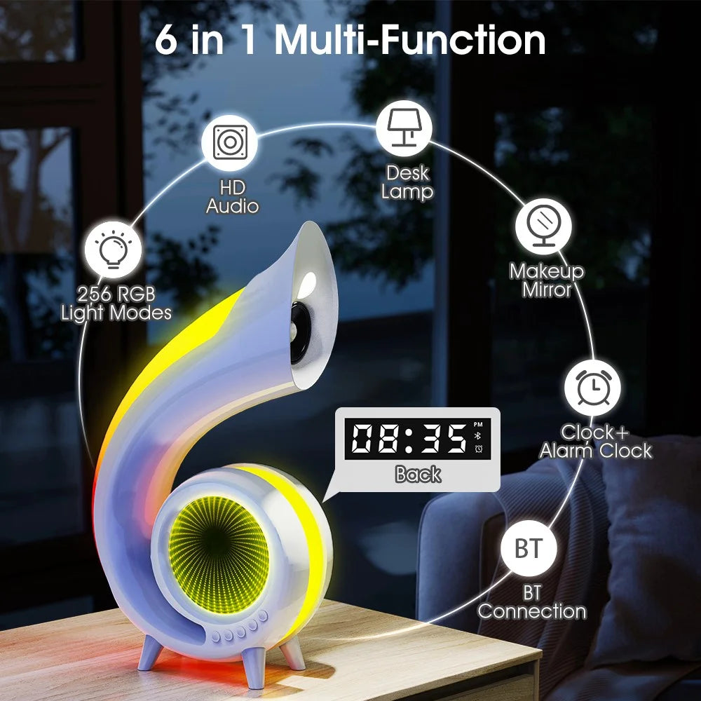 G69 Retro Conch Bluetooth-compatible Speaker Abyss Lamp Multi-Function Alarm Clock Makeup Mirror with RGB Light - 5
