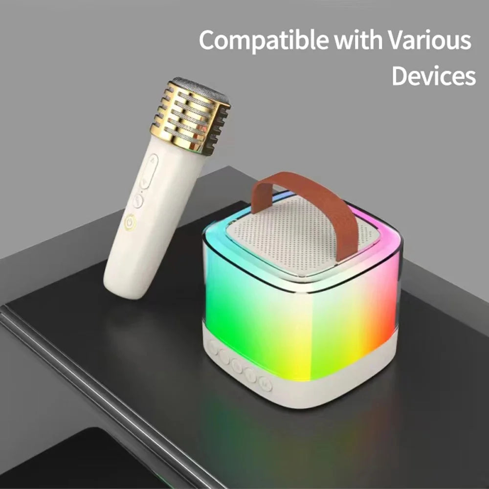 T7 Portable Karaoke Bluetooth-compatible Speaker Colorful Light Loudspeaker with 1 Microphone - 5