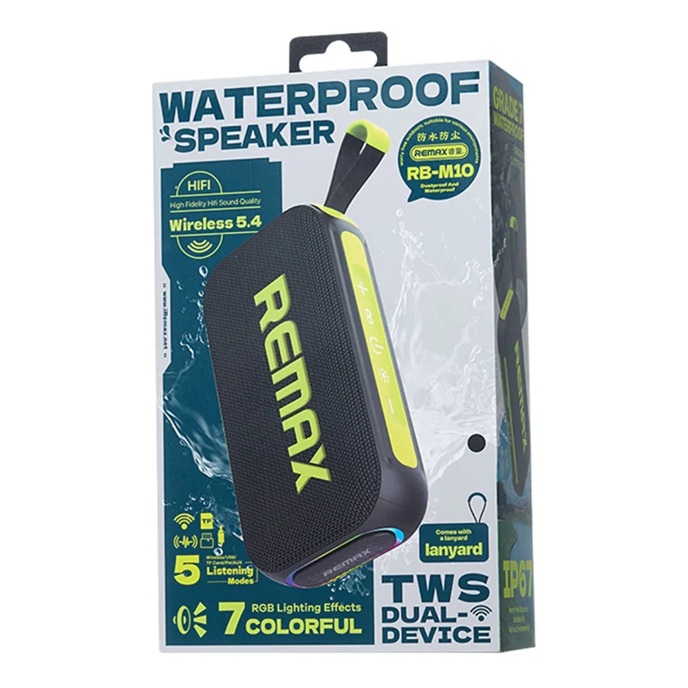 REMAX RB-M10 20W Portable Wireless Bluetooth-compatible Speaker IP67 Waterproof with LED Light 4000mAh Battery - Black - 3