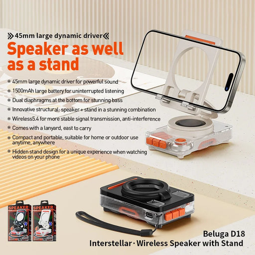 WEKOME Beluga D18 Bluetooth-compatible Speaker With Stand 5W Wireless Audio Device 45MM Driver Unit - Black - 2