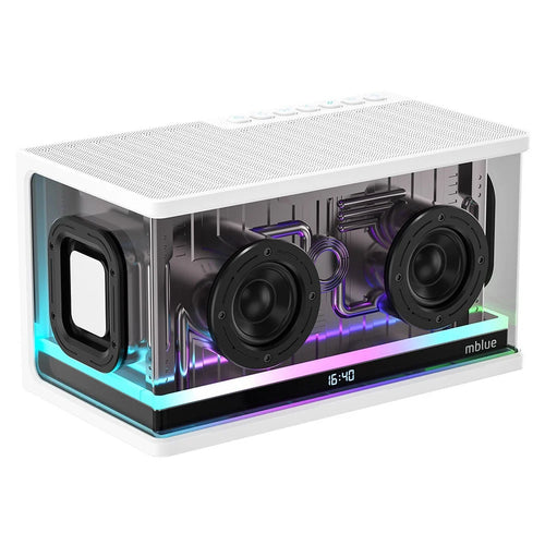 MBLUE AURA 9 40W High Power Transparent Mechanical Bluetooth-compatible Speaker with RGB Light - White - 1