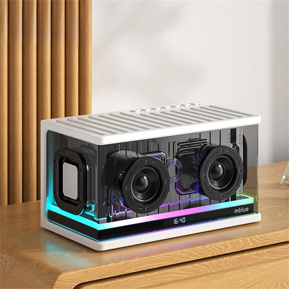 MBLUE AURA 9 40W High Power Transparent Mechanical Bluetooth-compatible Speaker with RGB Light - White - 2