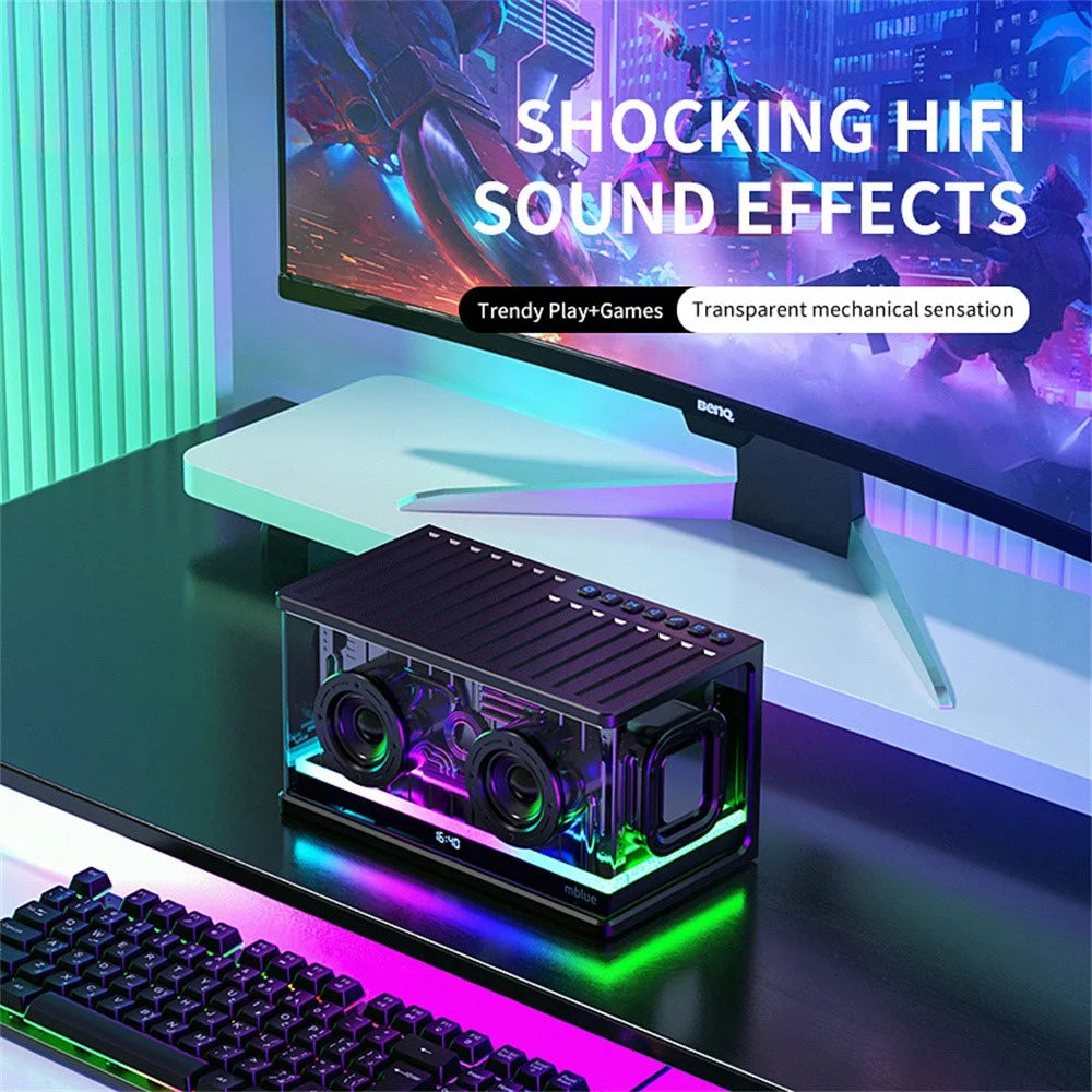 MBLUE AURA 9 40W High Power Transparent Mechanical Bluetooth-compatible Speaker with RGB Light - White - 4