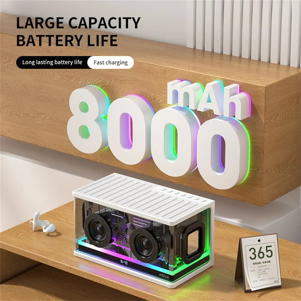 MBLUE AURA 9 40W High Power Transparent Mechanical Bluetooth-compatible Speaker with RGB Light - White - 5