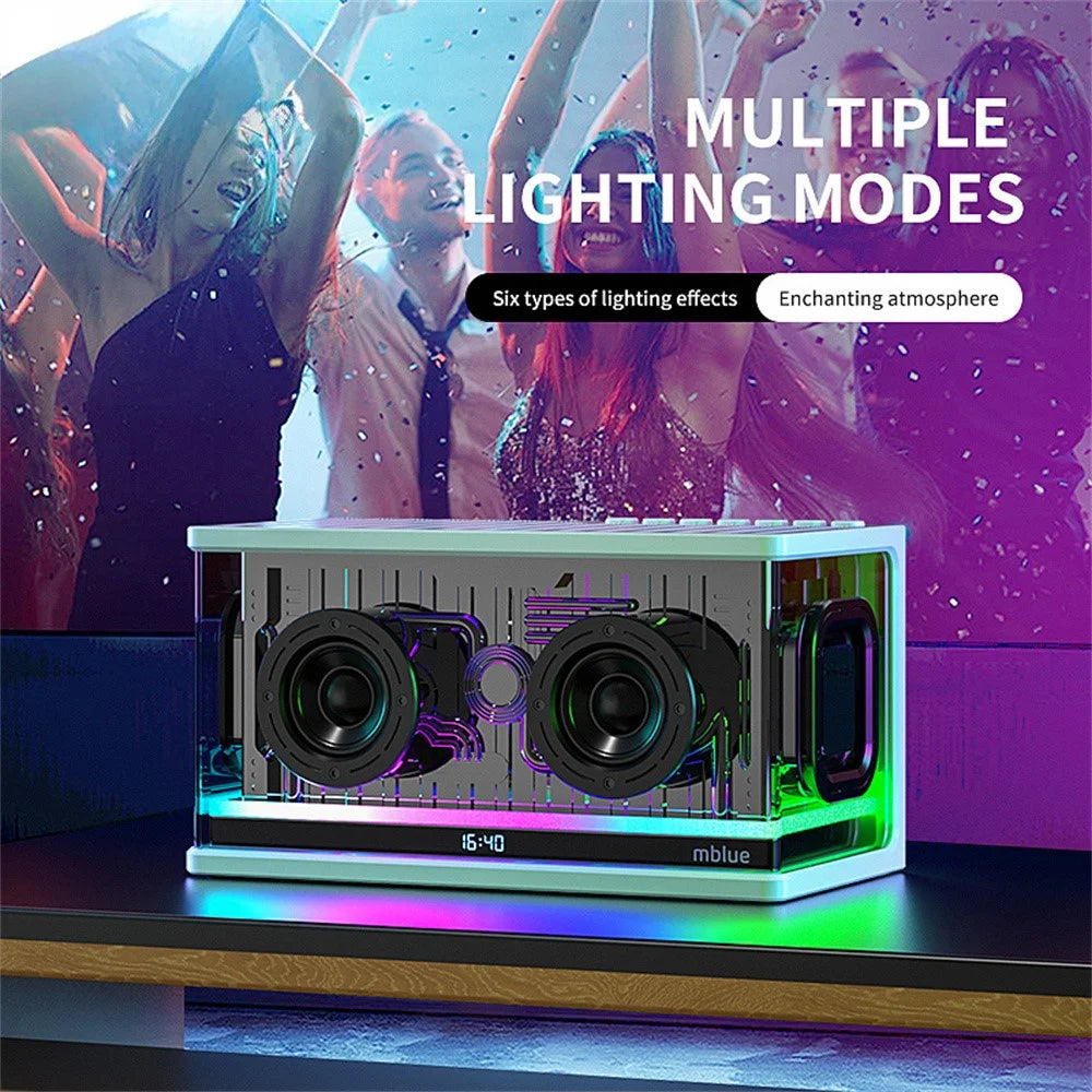 MBLUE AURA 9 40W High Power Transparent Mechanical Bluetooth-compatible Speaker with RGB Light - White - 7