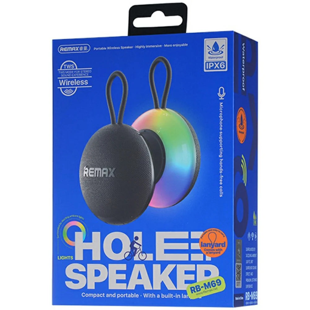 REMAX RB-M69 Portable Wireless Speaker Bluetooth-compatible 5.4 RGB Light TWS Stereo Music Speaker - Black - 3