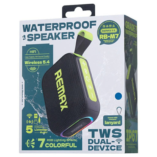 REMAX RB-M7 Portable Wireless Speaker IP67 Waterproof RGB Light TWS HiFi Sound Loudspeaker - Black - 2