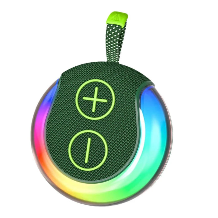 Portable RGB Light Round Bluetooth-compatible Speaker Outdoor Desktop Wireless TWS Subwoofer - Green - 1