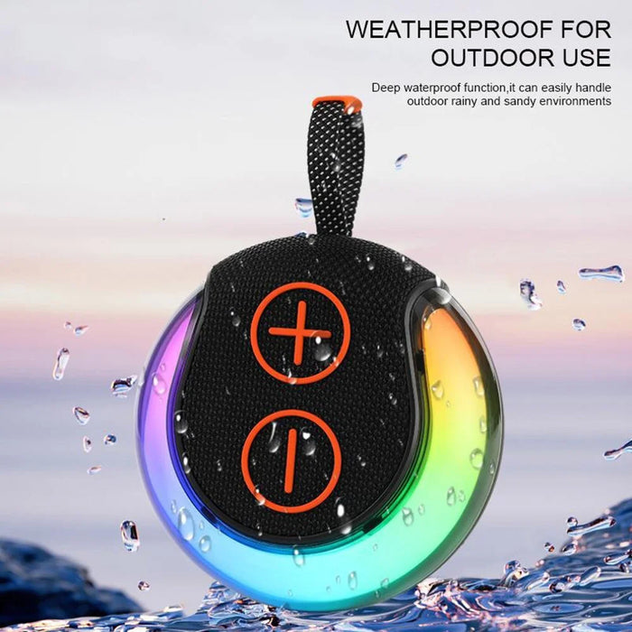 Portable RGB Light Round Bluetooth-compatible Speaker Outdoor Desktop Wireless TWS Subwoofer - Green - 2