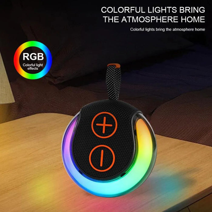 Portable RGB Light Round Bluetooth-compatible Speaker Outdoor Desktop Wireless TWS Subwoofer - Green - 4