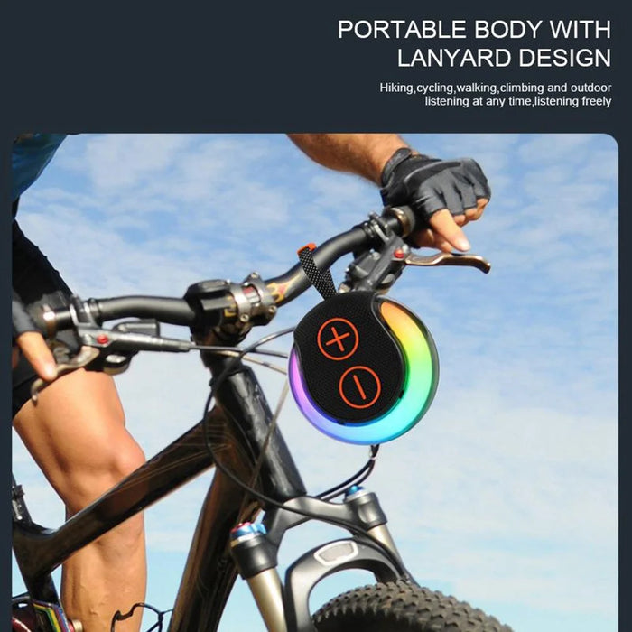 Portable RGB Light Round Bluetooth-compatible Speaker Outdoor Desktop Wireless TWS Subwoofer - Green - 5
