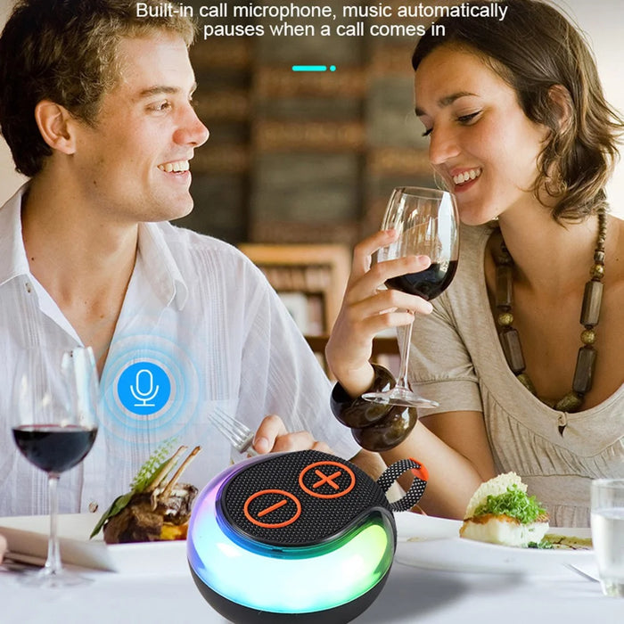 Portable RGB Light Round Bluetooth-compatible Speaker Outdoor Desktop Wireless TWS Subwoofer - Green - 6