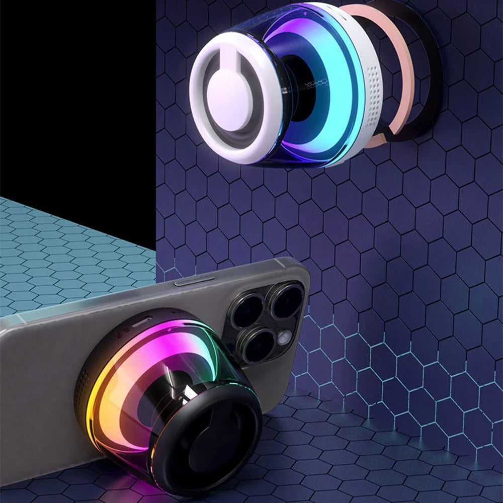 M2 Mini Bluetooth-compatible Speaker RGB Light Magnetic Wireless Audio Device Phone Holder Stand - Black - 6