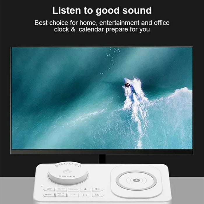 H7 Multifunctional Wireless Charging Bluetooth-compatible Speaker Clock Radio FM Radio with USB Charging - Black  /  US Plug - 6