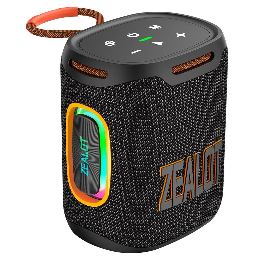 ZEALOT S122 Portable Bluetooth-compatible Speaker BT5.4 Subwoofer with LED Light Support TF U-Disk - Black - 1