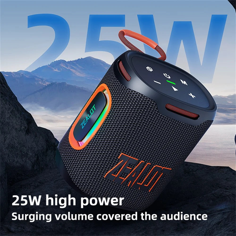 ZEALOT S122 Portable Bluetooth-compatible Speaker BT5.4 Subwoofer with LED Light Support TF U-Disk - Black - 6