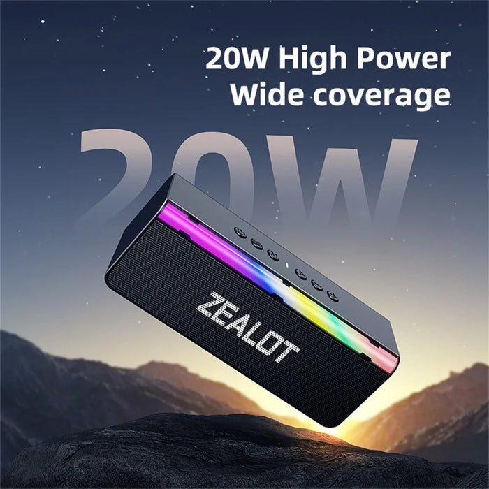 ZEALOT S72 20W Portable Bluetooth-compatible Speaker BT5.4 Subwoofer with LED Light Support TF U-Disk - 5
