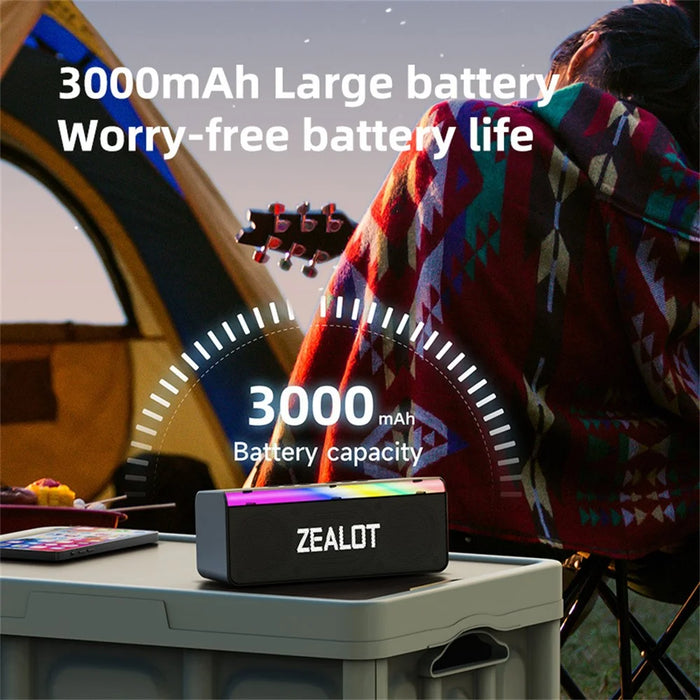 ZEALOT S72 20W Portable Bluetooth-compatible Speaker BT5.4 Subwoofer with LED Light Support TF U-Disk - 6