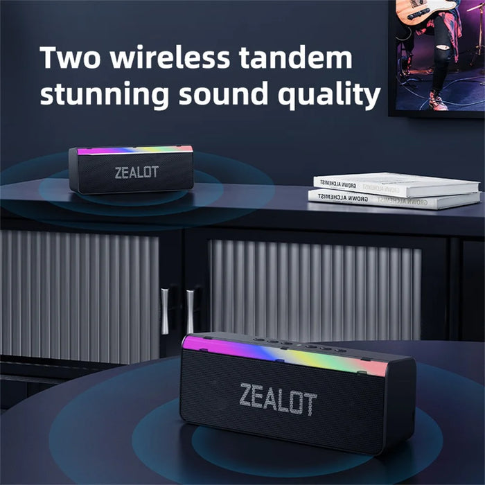 ZEALOT S72 20W Portable Bluetooth-compatible Speaker BT5.4 Subwoofer with LED Light Support TF U-Disk - 7