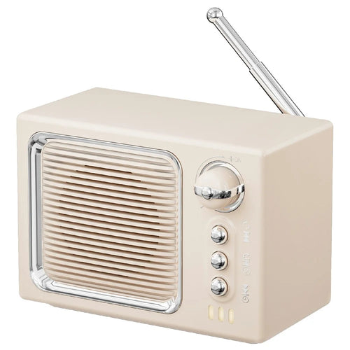 BT 5.0 White Noise Sleep Speaker Retro Mini TV Design Sound Box Wireless Music Player with FM Radio - Beige - 1
