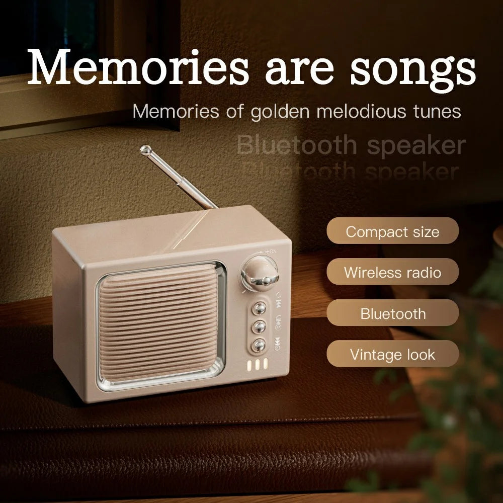 BT 5.0 White Noise Sleep Speaker Retro Mini TV Design Sound Box Wireless Music Player with FM Radio - Beige - 2