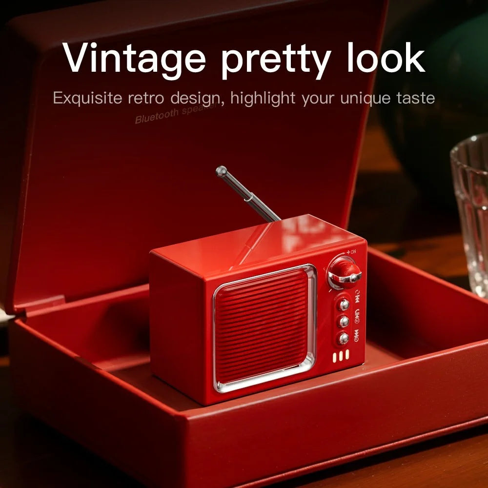 BT 5.0 White Noise Sleep Speaker Retro Mini TV Design Sound Box Wireless Music Player with FM Radio - Beige - 5
