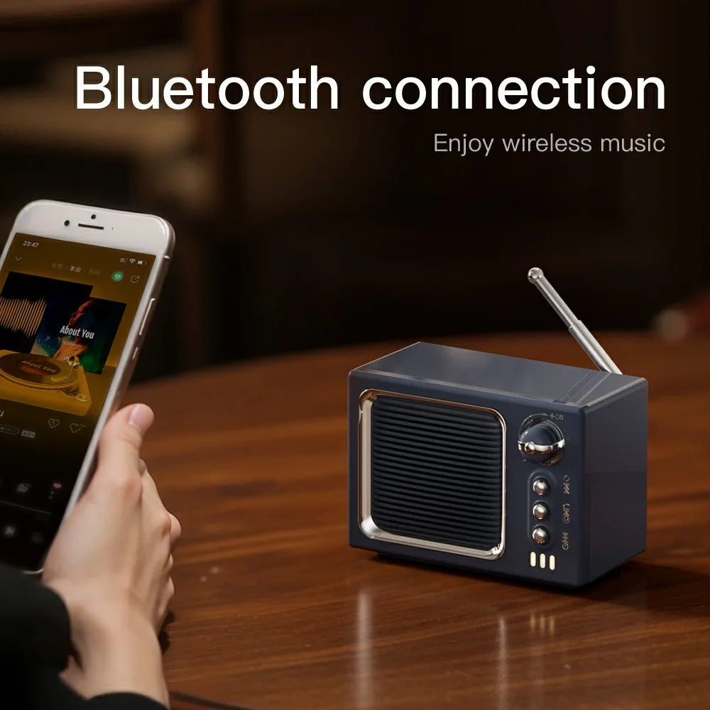 BT 5.0 White Noise Sleep Speaker Retro Mini TV Design Sound Box Wireless Music Player with FM Radio - Beige - 6