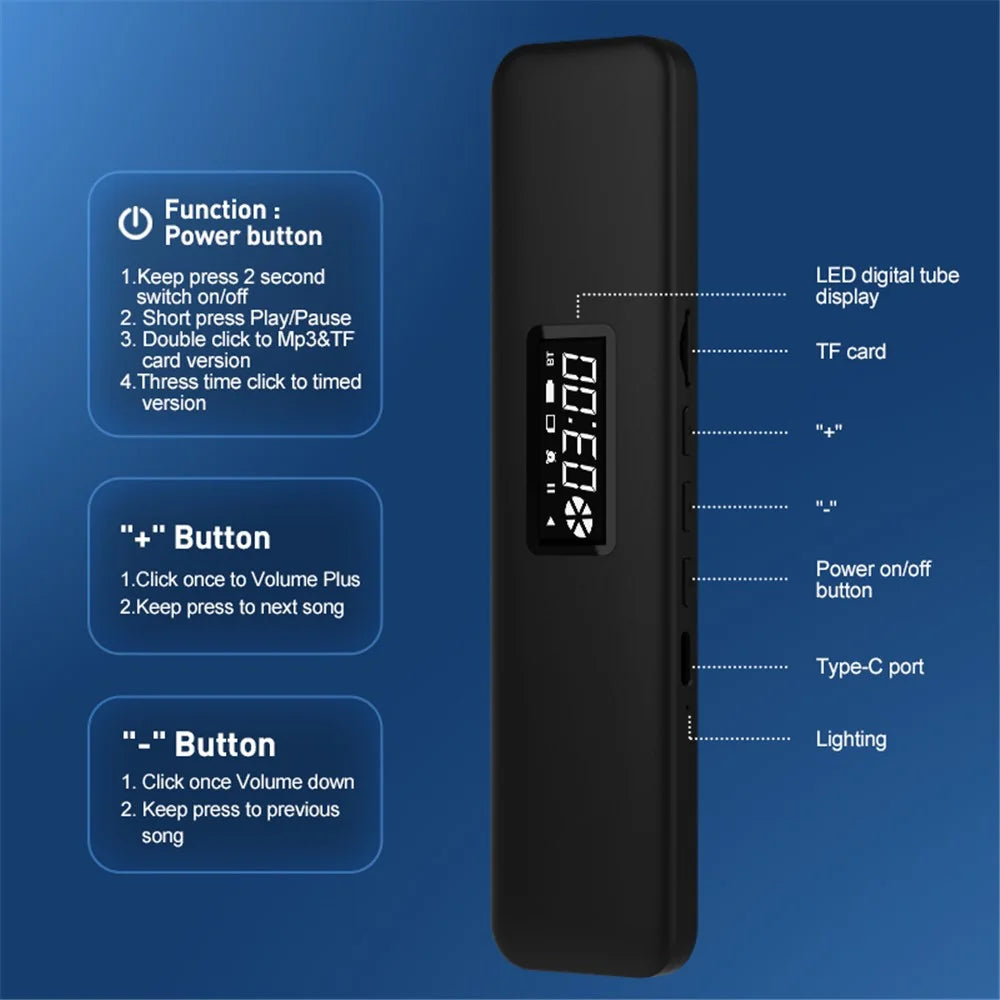 SMB-04 Smart Bone Conduction Bluetooth-Compatible Under Pillow Speaker Sleep Aid Mini White Noise Music Box - Black - 7