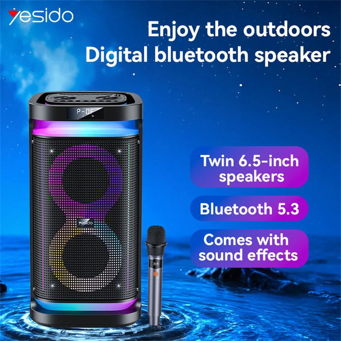 YESIDO YSW29 Outdoor Digital Bluetooth-Compatible Speaker Ambient Light Karaoke System with Microphone - 3