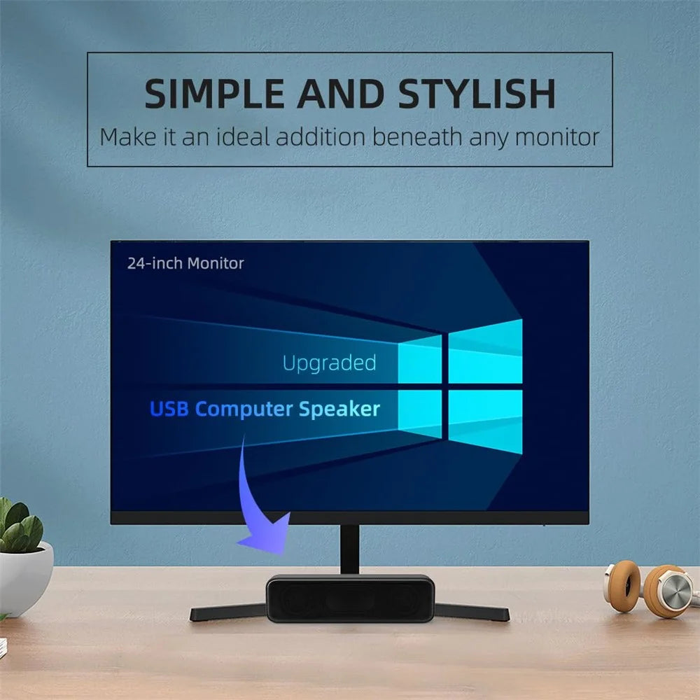 LLR505 USB Powered Speaker for Desktop PC Dual Horn Enhanced Bass Stereo Sound Soundbar - 3