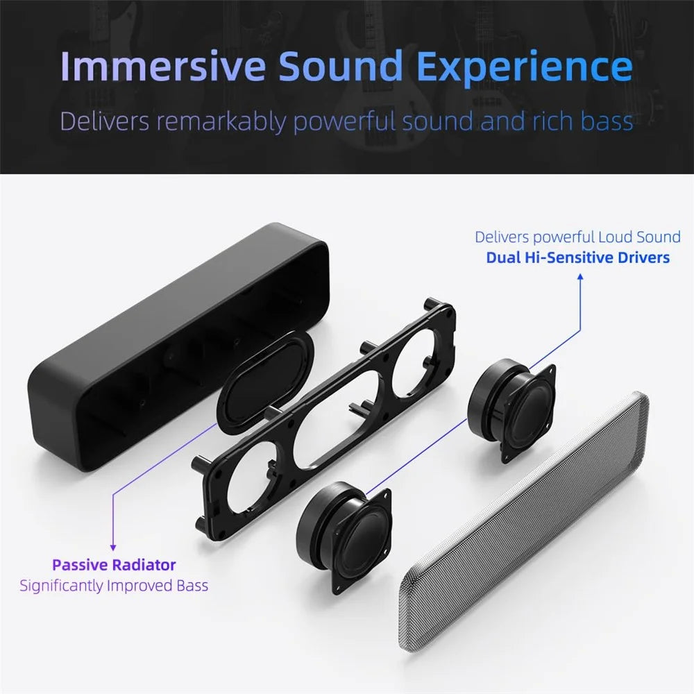 LLR505 USB Powered Speaker for Desktop PC Dual Horn Enhanced Bass Stereo Sound Soundbar - 5