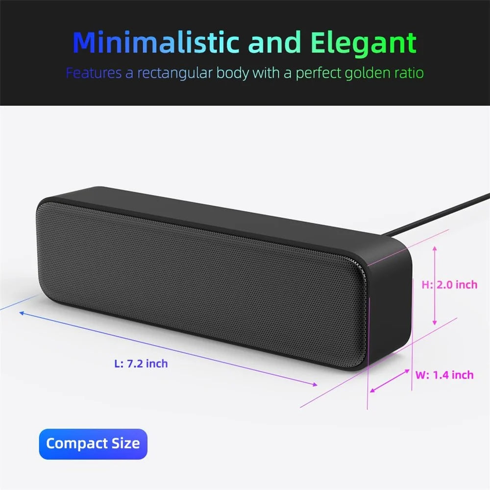 LLR505 USB Powered Speaker for Desktop PC Dual Horn Enhanced Bass Stereo Sound Soundbar - 7